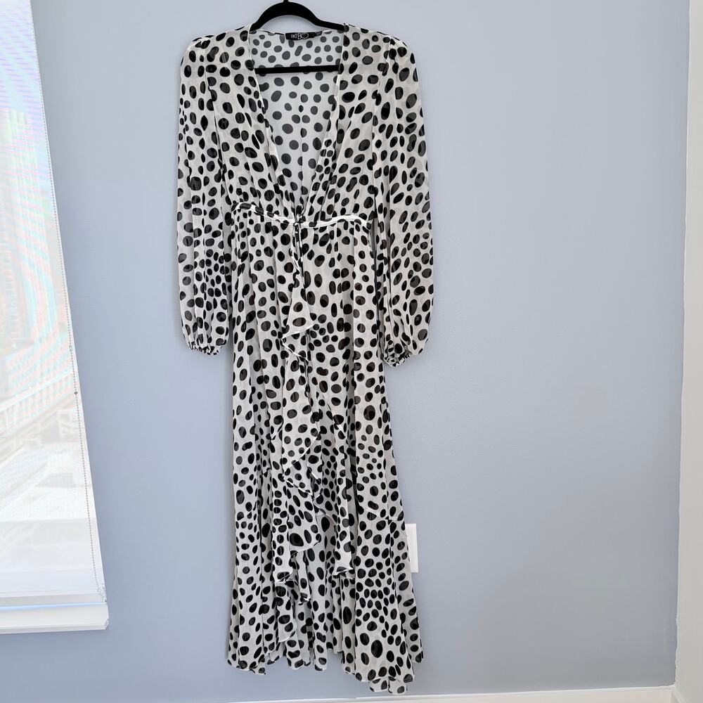 PatBO Polka Dot Cutout Ruffle Maxi Dress – Resort Wear Cover Up – Size XS - Picture 2 of 8